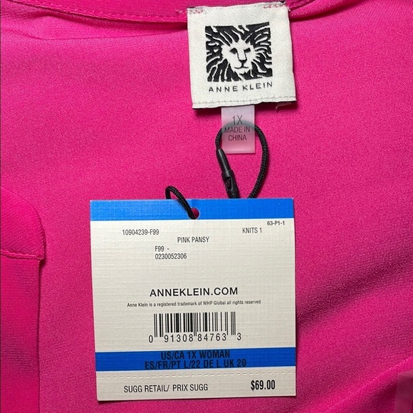 Anne Klein Pink Top sz 1X - Picture 5 of 7